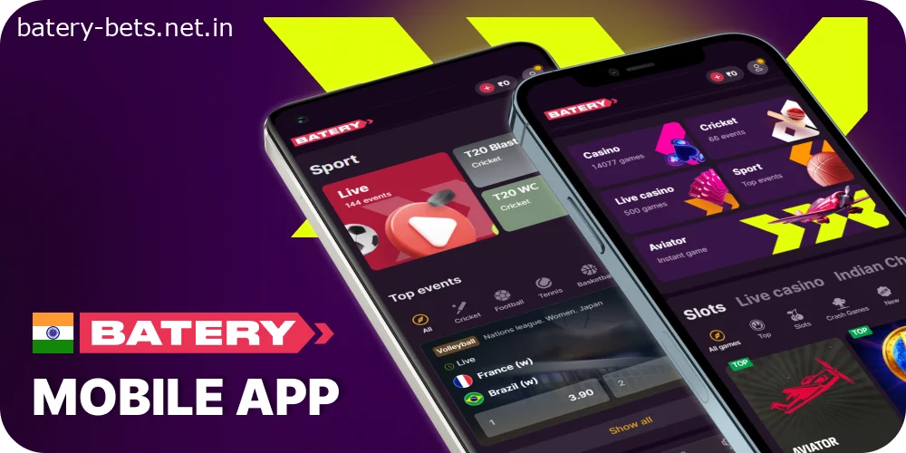 Place bets at Batery India App